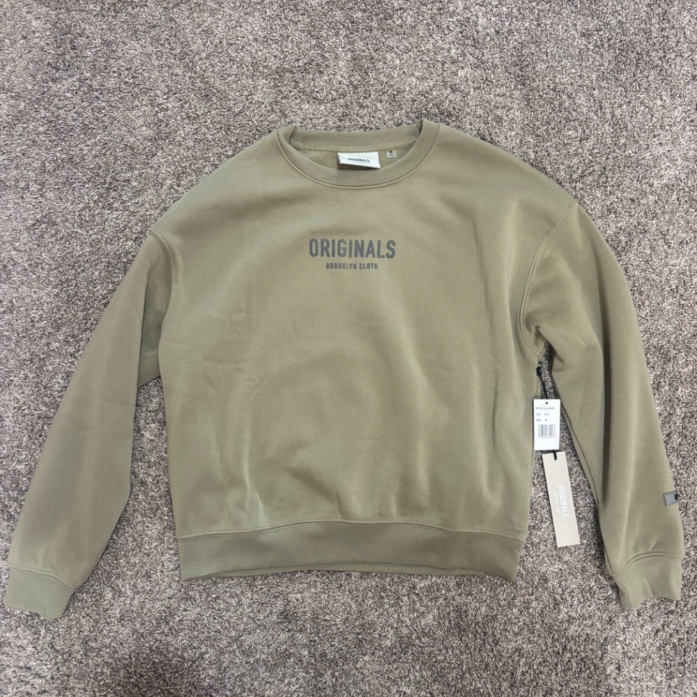 Originals Brooklyn Cloth logo crewneck fleece sweatshirt M green